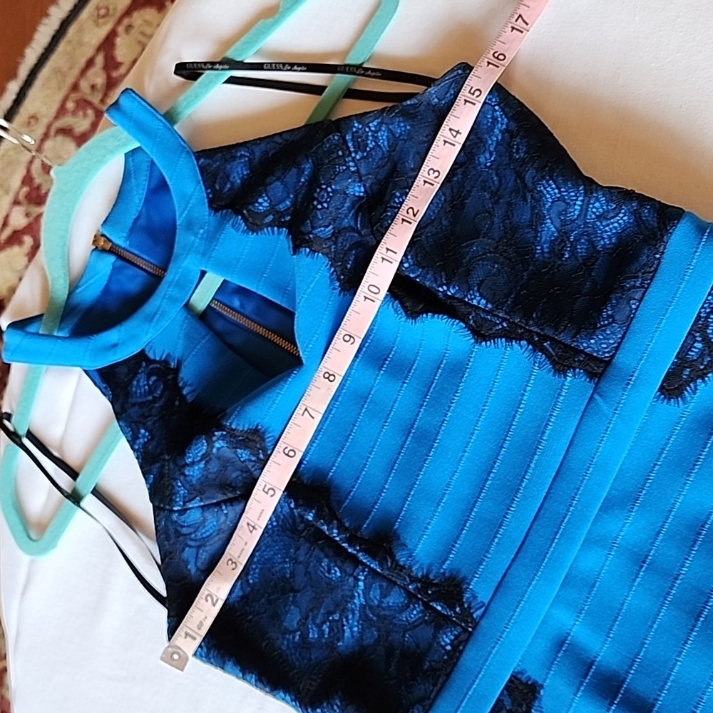 Guess Mini Dress ๐ size 4 Blue color-black lace - Picture 15 of 17